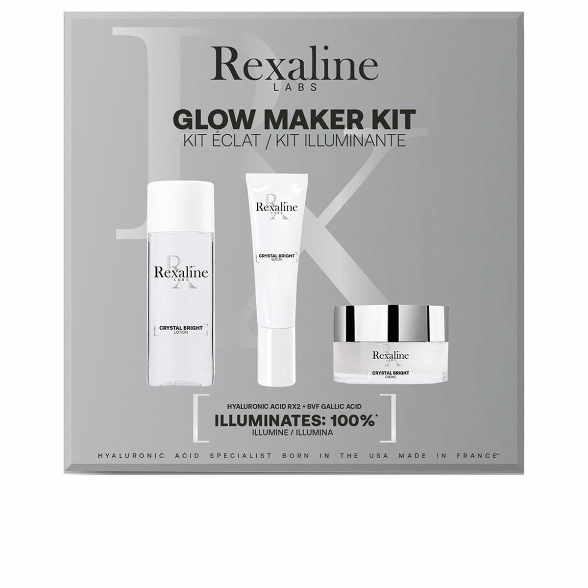 Osta tuote Naisten kosmetiikkasetti Rexaline Crystal Bright Glow 3 Kappaletta verkkokaupastamme Korhone: Parfyymit & Kosmetiikka 10% alennuksella koodilla KORHONE