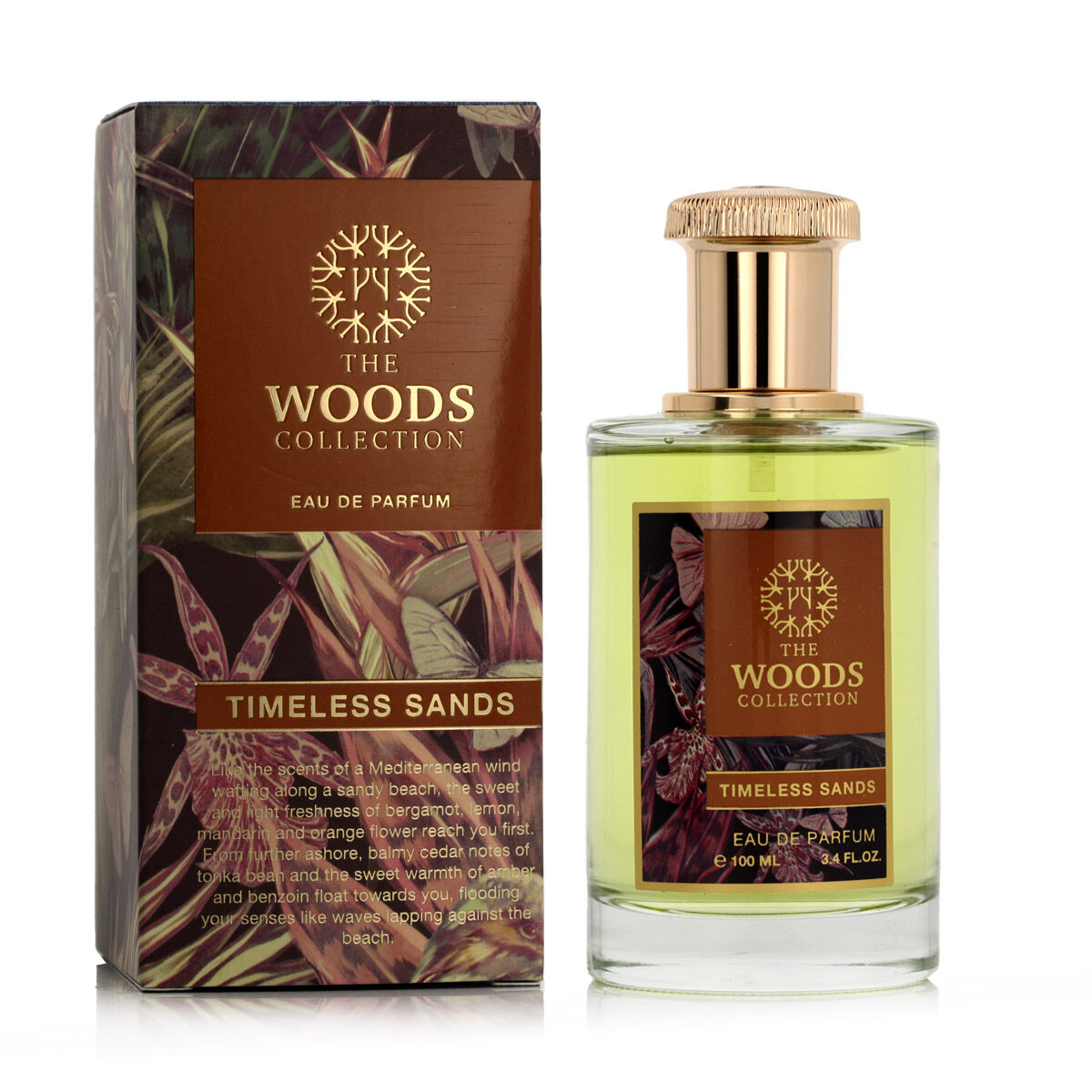 Tuntitarjouksena verkkokaupassamme Korhone: Parfyymit & Kosmetiikka on Unisex parfyymi The Woods Collection EDP Timeless Sands 100 ml